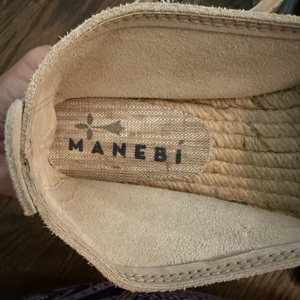 Manebí Suede Double Sole Platform Espadrilles Champagne Beige Size US 9 EU 39